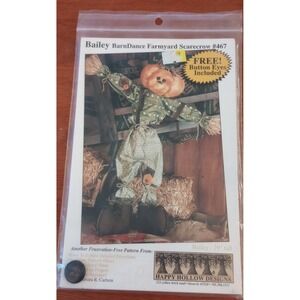Happy Hollow Designs Bailey BarnDance Farmyard Scarecrow Pattern 467 Button Eyes